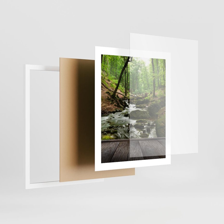 Plakat w ramie 40x50 - Strumyk w lesie - strumyk, w lesie - rama biała