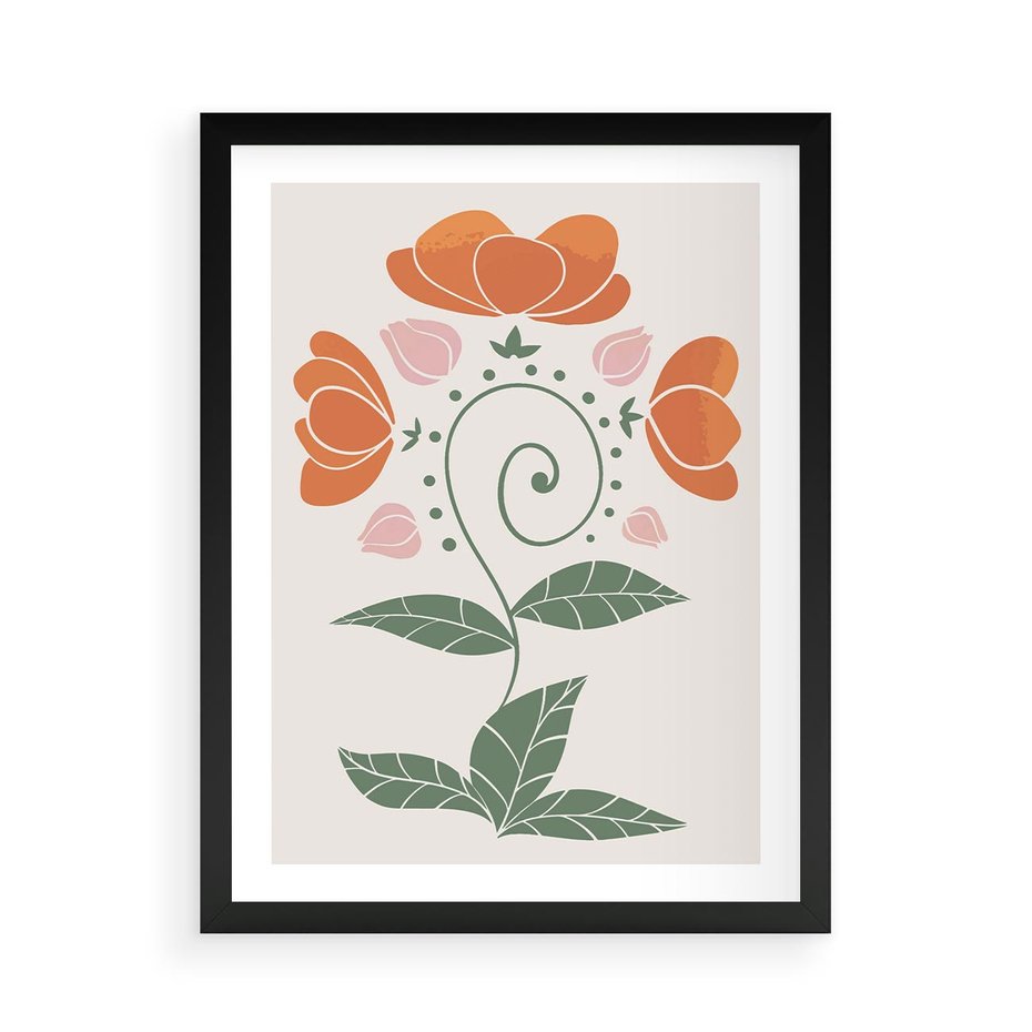 Plakat w ramie 50x70 - Migocące Kształty Kwiatów - kwiaty polne, plakat - rama czarna