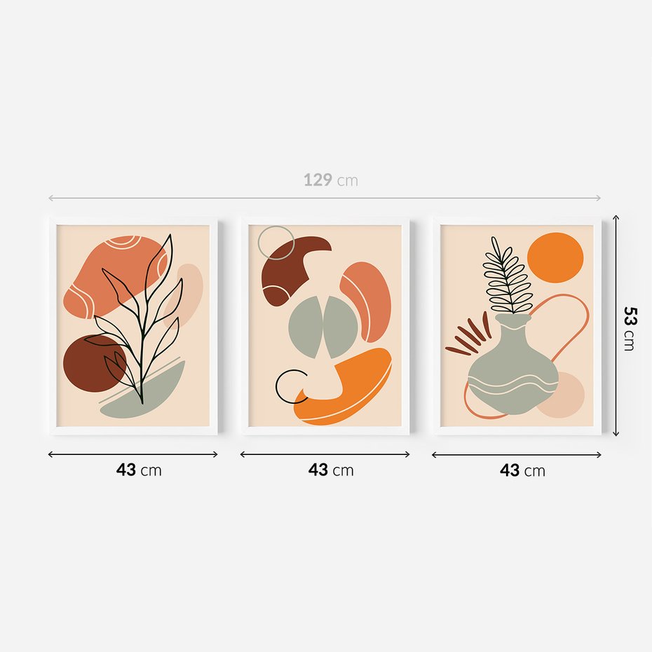 Zestaw obrazy w ramie 40x50 galeria - Abstrakcja, graficzne, kształty - rama biała