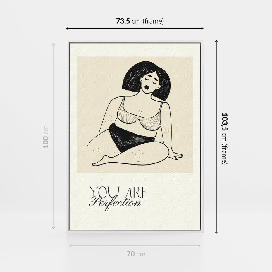 Obraz w ramie 70x100 - Harmonia Kształtów Bez Granic - siła kobiecości, rysunek - rama biała