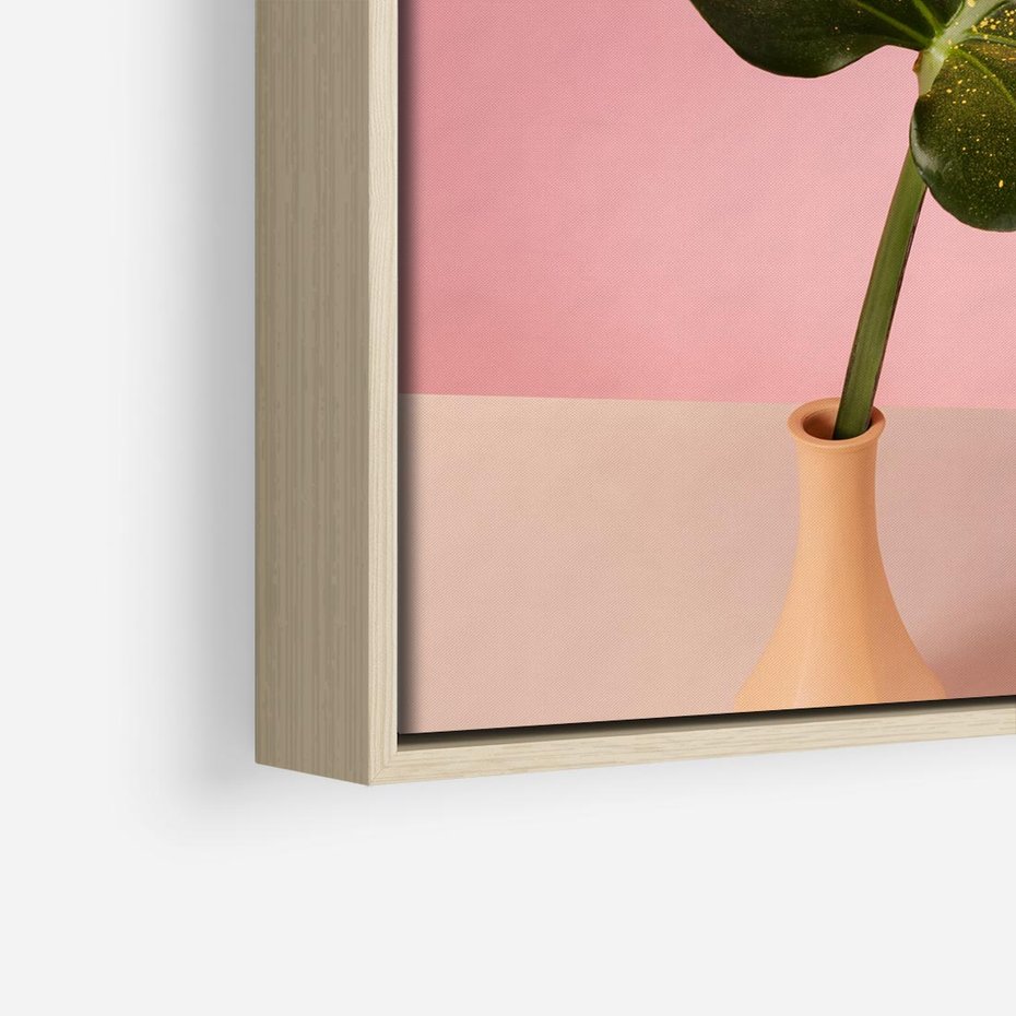 Obraz w ramie 50x50 - Egzotyczna monstera - monstera, liść - rama drewno