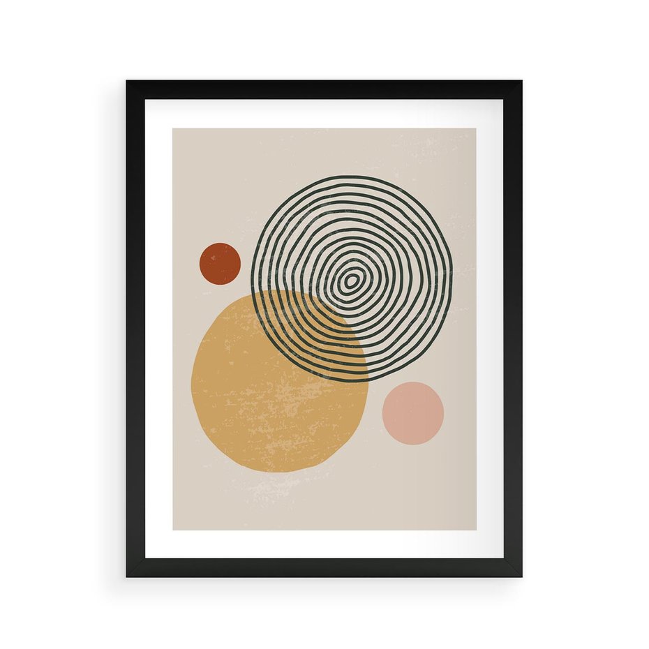 Plakat w ramie 40x50 - Boho Światło - abstrakcyjna sztuka, boho kształty - rama czarna