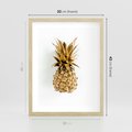 Plakat w ramie 30x40 - Ekskluzywny Akcent - złoty, ananas - rama drewno
