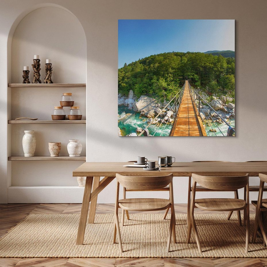 Obraz na płótnie 40x40 - Most w górach: siła natury - most, góry