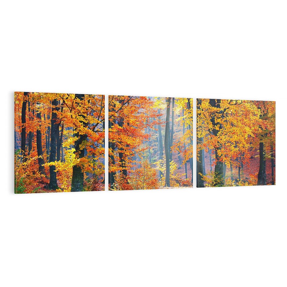 Obraz na płótnie 120x40 - Jesienny taniec lasu - jesień, las