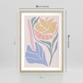 Plakat w ramie 50x70 - Kwiatowe Granice Kształtów - nowoczesny plakat, kwiaty w pastelowych kolorach - rama drewno