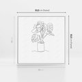 Obraz w ramie 50x50 - Tajemnicza Harmonia - sztuka one line, monstera - rama biała