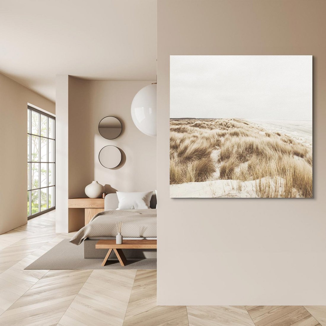 Obraz na płótnie 50x50 - Nadmorskie Wydmy - fotografia, kolory sepii