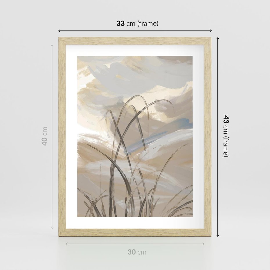 Plakat w ramie 30x40 - Nowoczesne Odbicia - akwarela, obraz - rama drewno