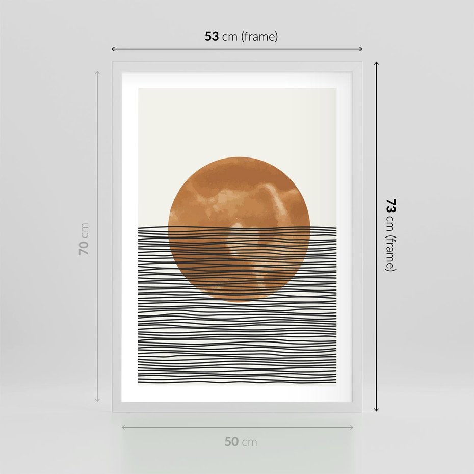 Plakat w ramie 50x70 - Okrąg Mocy - boho obraz, geometria - rama biała