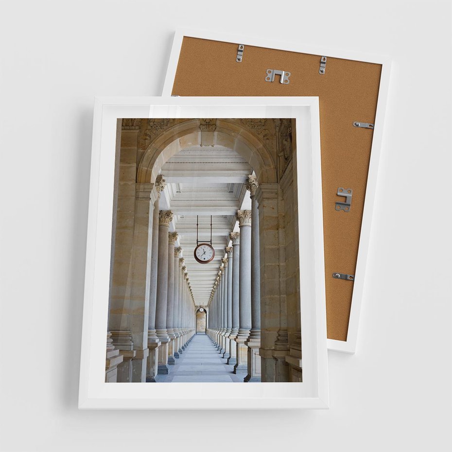 Plakat w ramie 50x70 - Kolumny Czasu - architektura, kolumny - rama biała