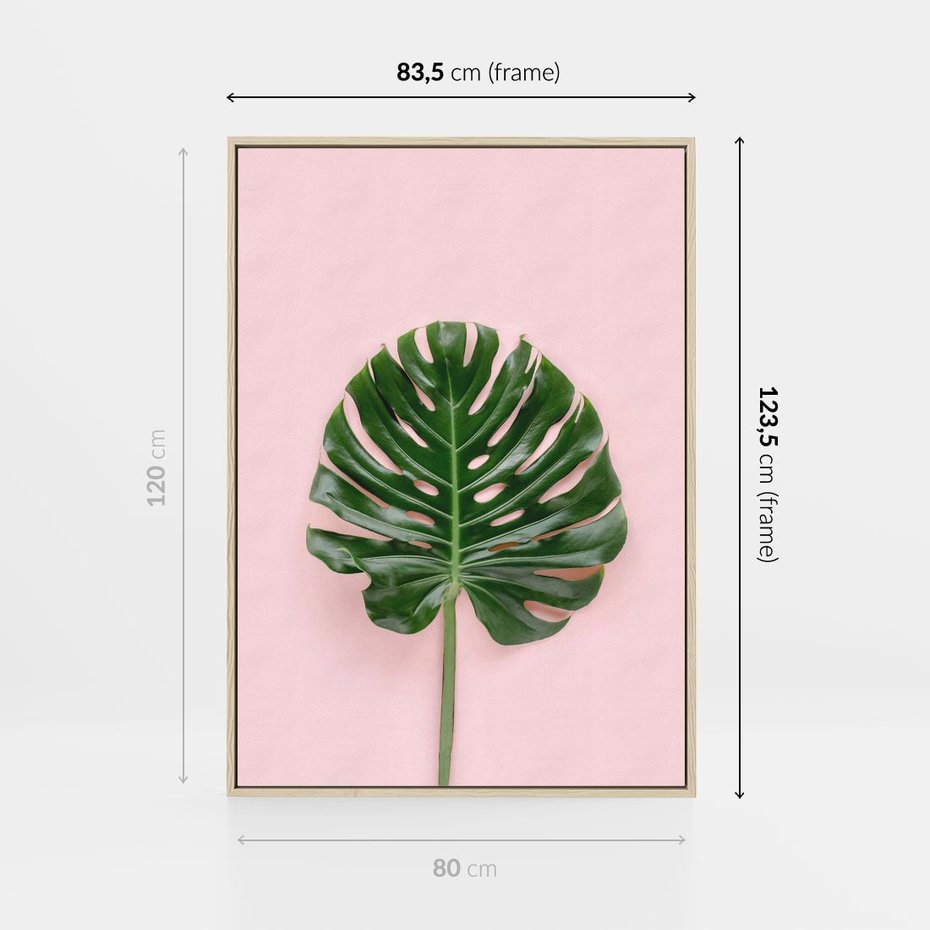 Obraz w ramie 80x120 - Egzotyczna Roślinność - liście, monstera - rama drewno