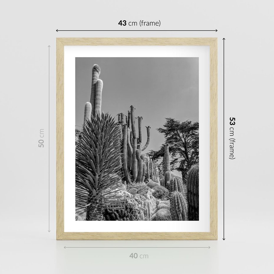 Plakat w ramie 40x50 - Pustynny Klimat - czarno białe zdjecie, pustynia - rama drewno