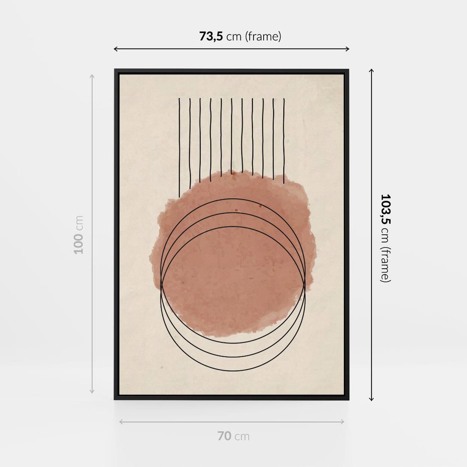 Obraz w ramie 70x100 - Migotliwe Kontury - akwarelowa plama, geometryczne szkicowane kształty - rama czarna