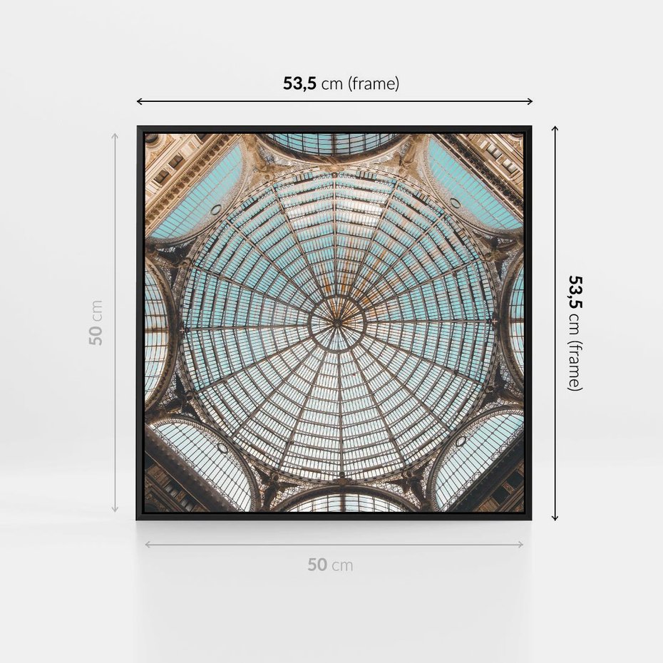 Obraz w ramie 50x50 - Magia Sklepienia - sklepienie, szklany dach - rama czarna