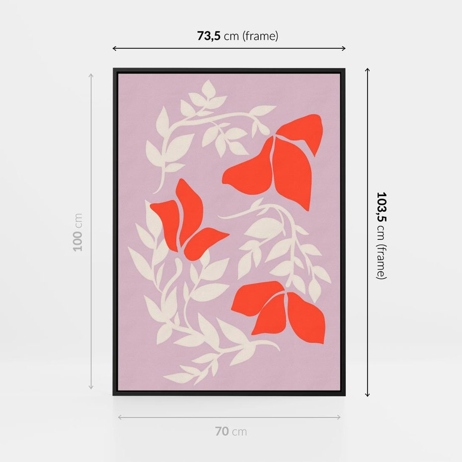 Obraz w ramie 70x100 - Kwiatowa Kreatywność - nowoczesny plakat, roślinne motywy - rama czarna