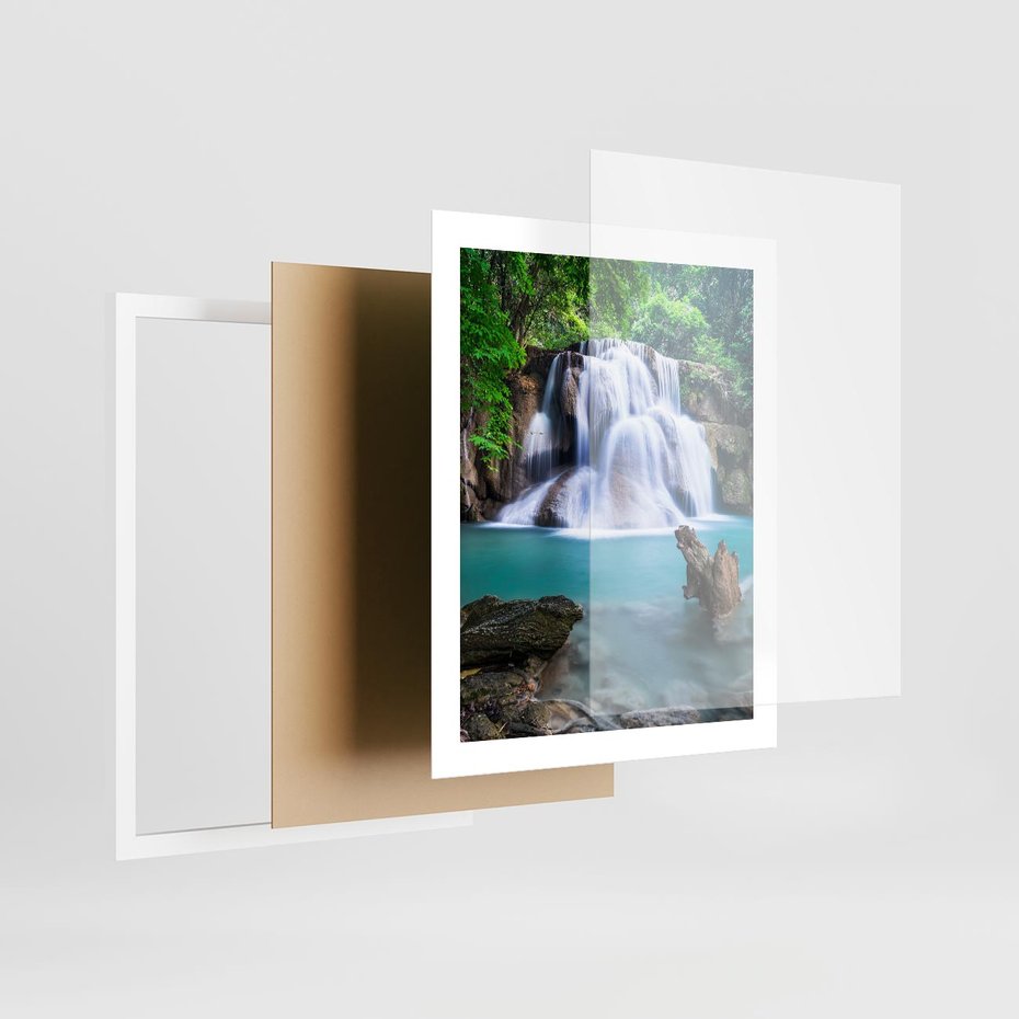 Plakat w ramie 40x50 - Abstrakcyjna nowoczesność - wodospad, woda - rama biała