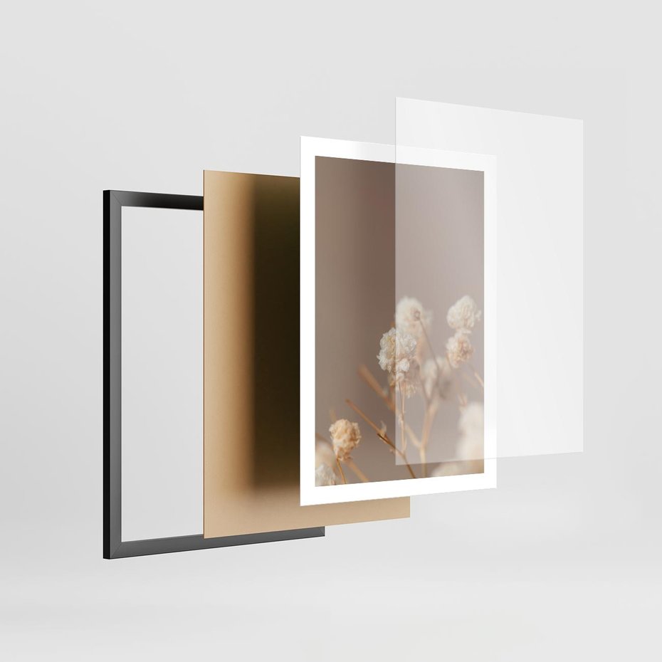 Plakat w ramie 50x70 - Przezroczyste piękno - gipsówka, suche - rama czarna