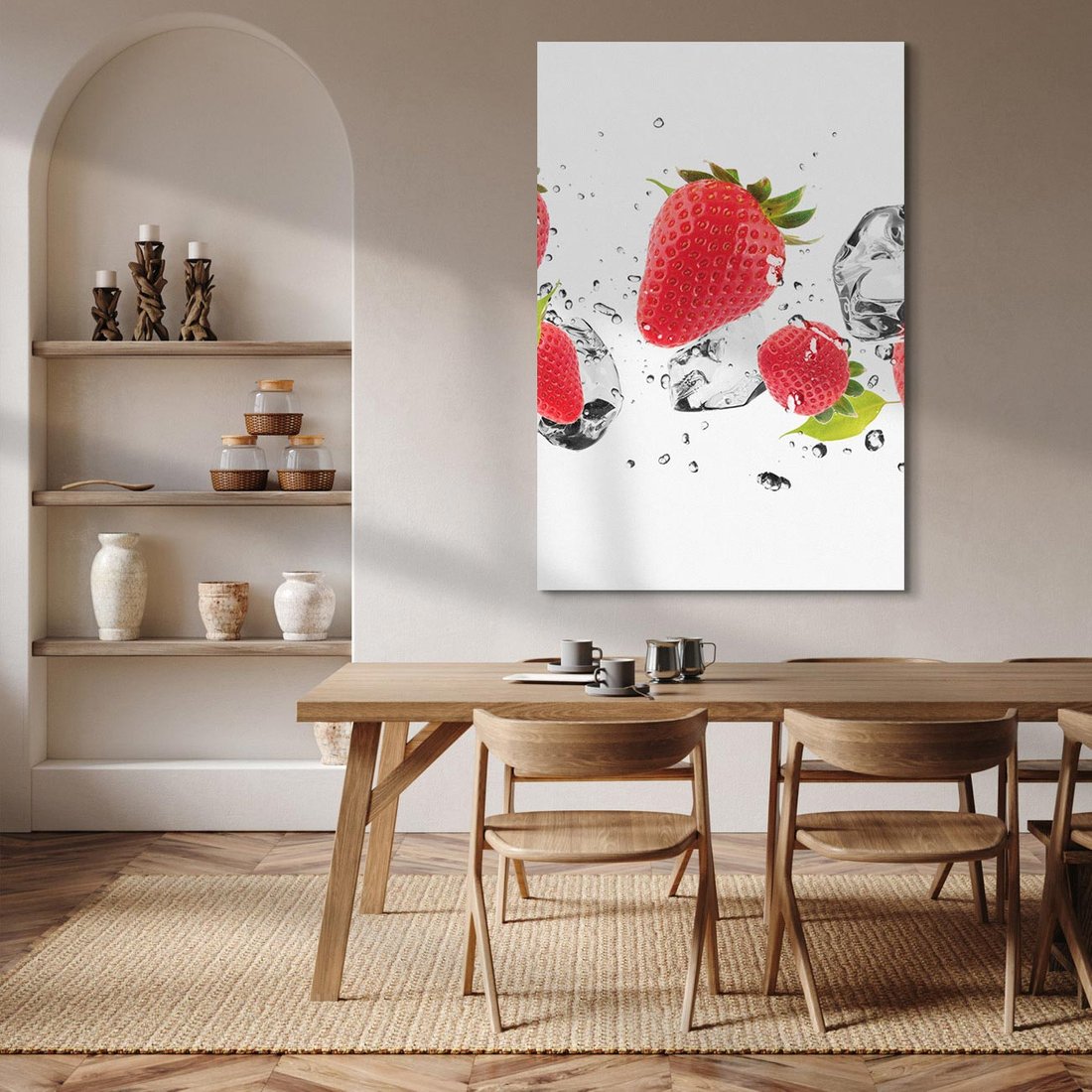 Obraz na płótnie 70x100 - Rajskie truskawki z wodą - truskawki, woda