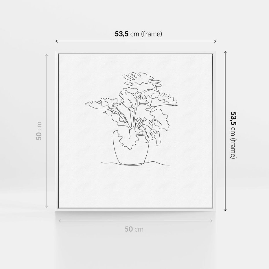 Obraz w ramie 50x50 - Rozkwitające Formy - szkic, minimalizm - rama biała
