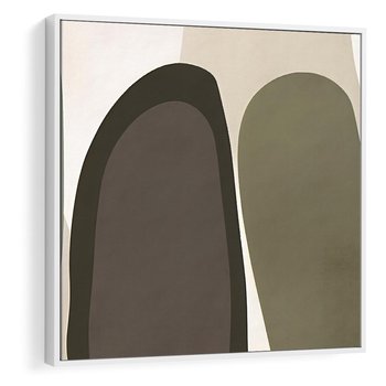 Obraz w ramie 50x50 - Fale w Zieleni - abstrakcyjne kształty, zgaszona zieleń - rama biała