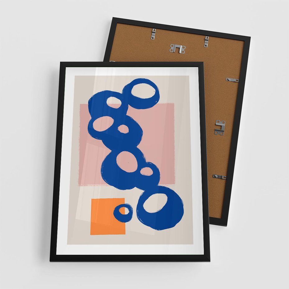 Plakat w ramie 50x70 - Migocące Plamiste Echa - abstrakcja, nowoczesny plakat - rama czarna