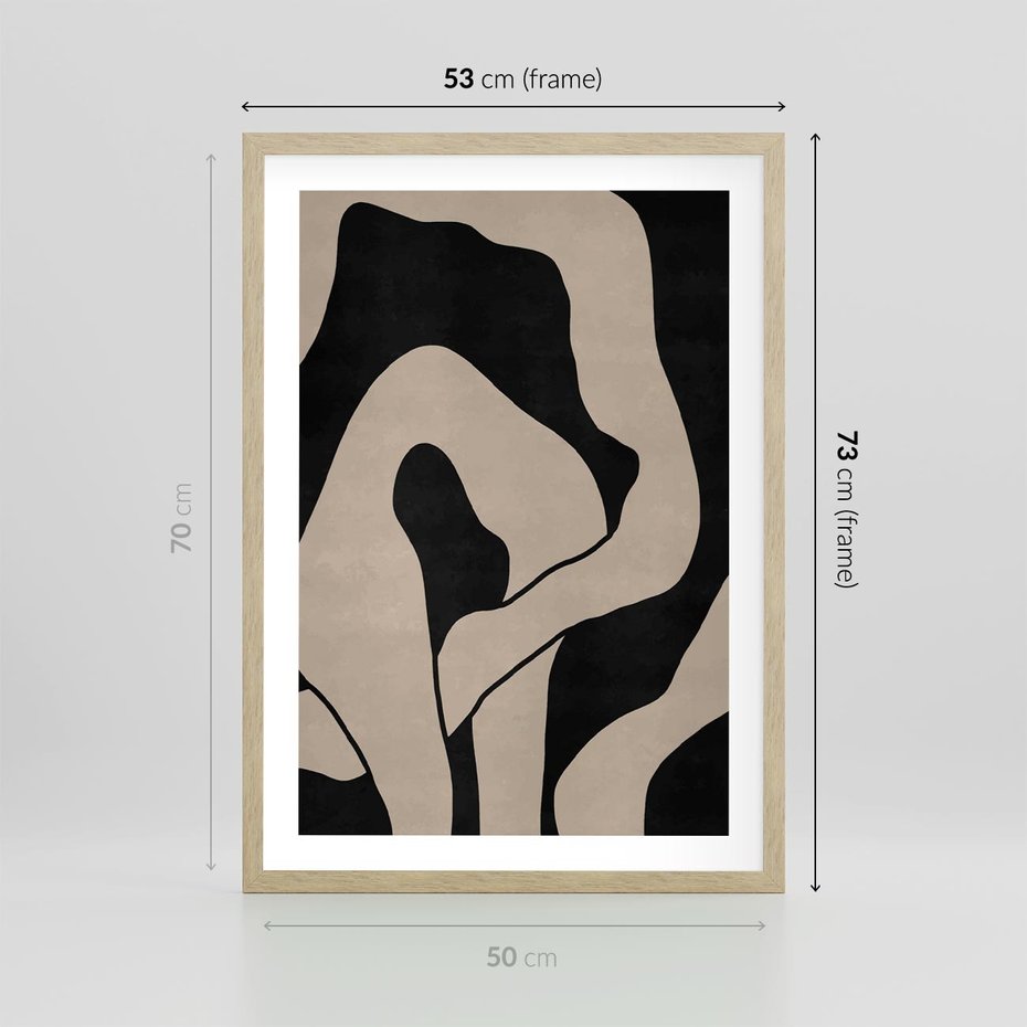 Plakat w ramie 50x70 - Nocne Pochłonięcia - abstrakcyjne linie, mroczny plakat - rama drewno