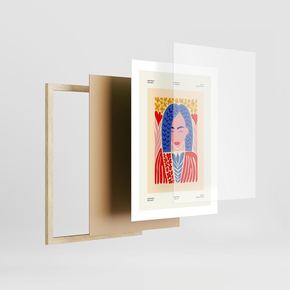 Plakat w ramie 30x40 - Impulsy Czasu - kobieca sztuka, abstrakcja - rama drewno