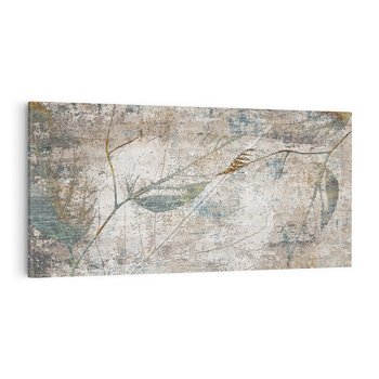 Obraz na płótnie 120x60 - Betonowe Wspomnienia Liści - odciski w betonie, odbitki