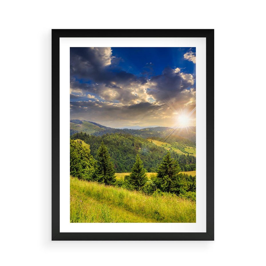 Plakat w ramie 50x70 - Pejzaż w perspektywie - pejzaż, perspektywa - rama czarna