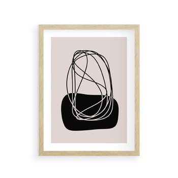 Plakat w ramie 30x40 - Linie Eksploracji - abstrakcyjne szkicowane linie, minimalizm - rama drewno
