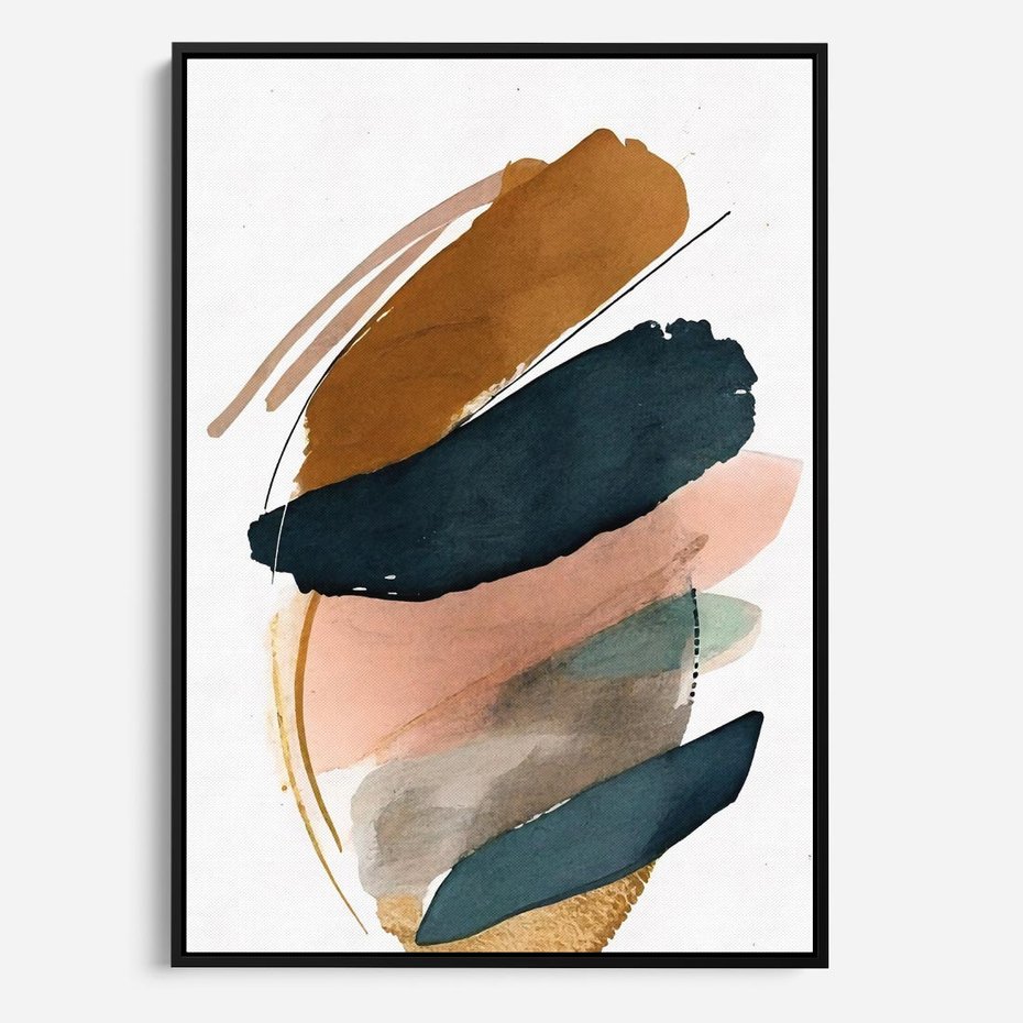 Obraz w ramie 50x70 - Migocące Impresje Przestrzeni - abstrakcyjny obraz, kolory ciepłe - rama czarna