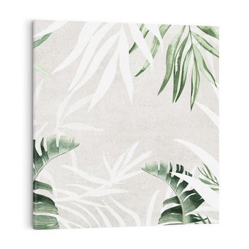 Obraz na płótnie 40x40 - Zielony Raj - monstera, palmy