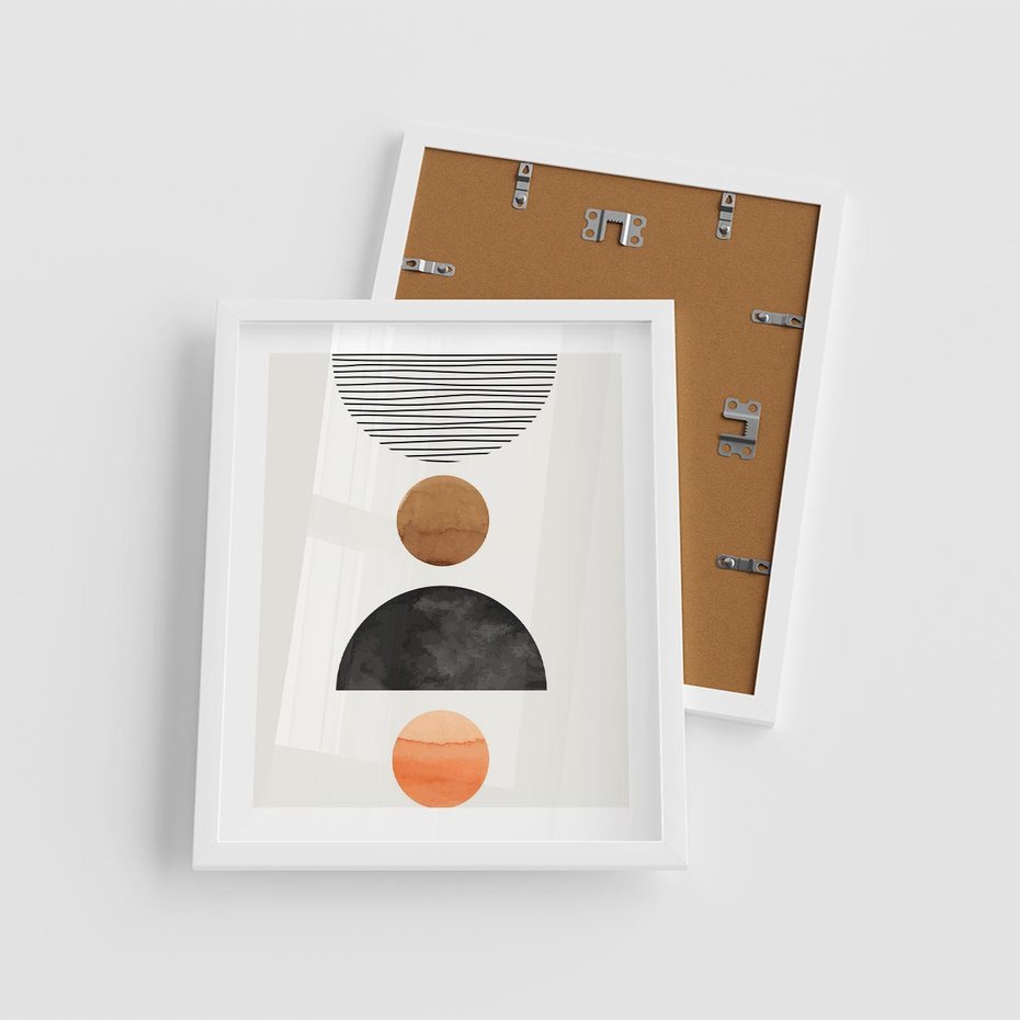 Plakat w ramie 40x50 - Geometryczna Przygoda - nowoczesna grafika, geometria - rama biała