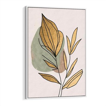 Obraz w ramie 50x70 - Rozkwitające Wnętrza Światła - abstrakcyjny obraz boho, liście - rama biała