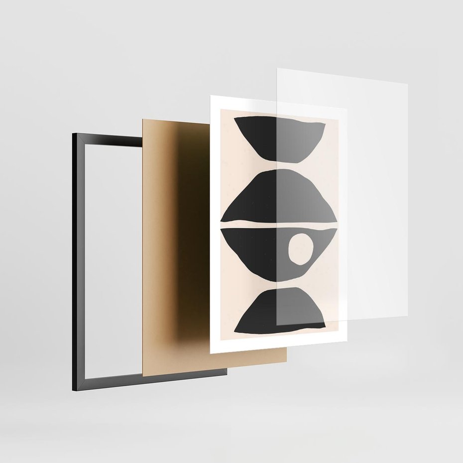 Plakat w ramie 50x70 - Nowoczesna Sztuka na Beżowym Tle - nowoczesna sztuka, abstrakcja - rama czarna