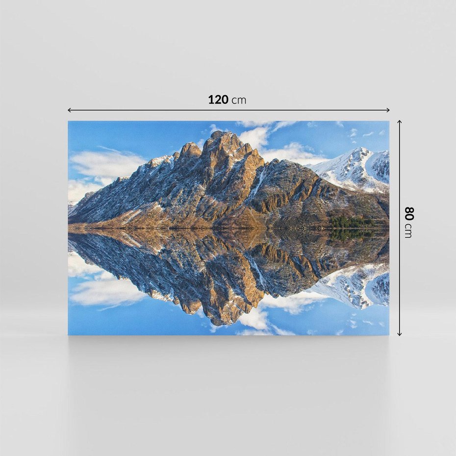 Obraz na płótnie 120x80 - Górskie odbicie jeziora - góry, jezioro