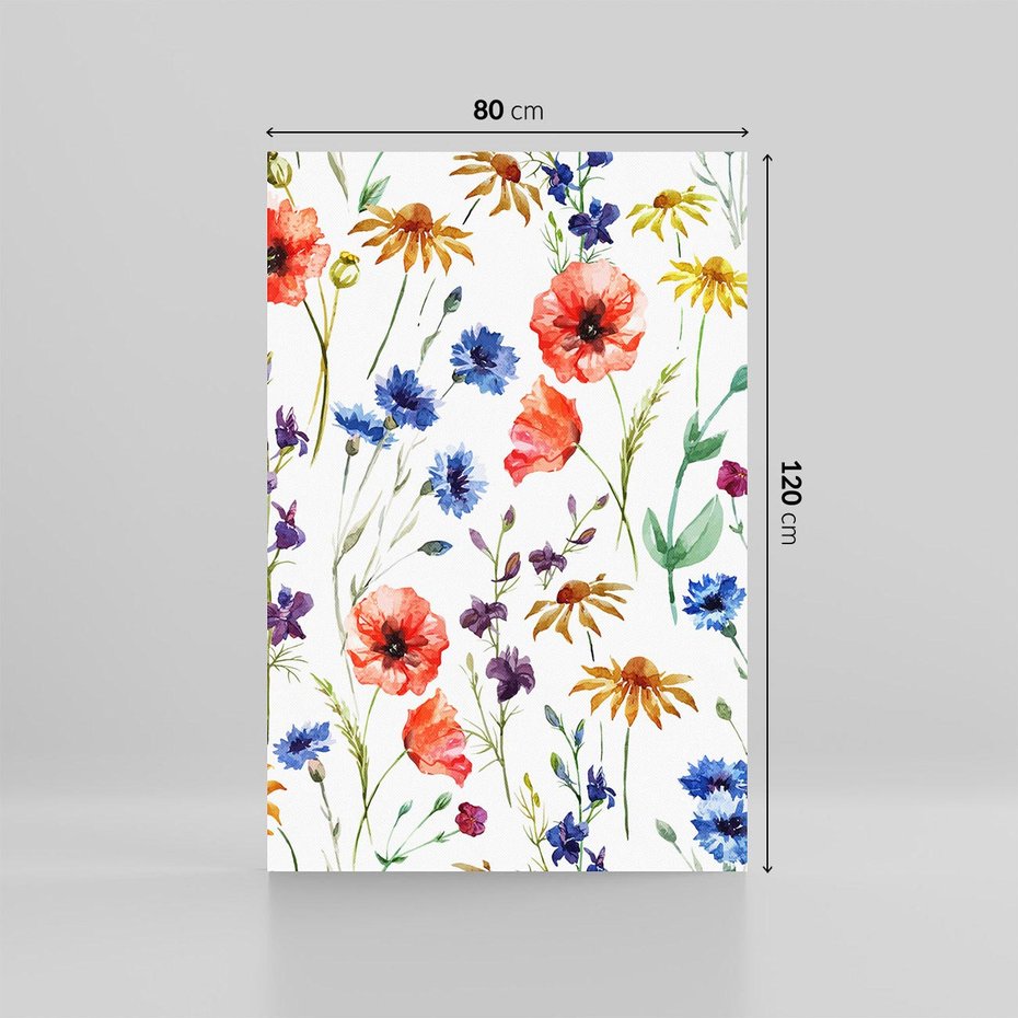 Obraz na płótnie 80x120 - Kwiatowe radości na łące - kwiaty, łączka