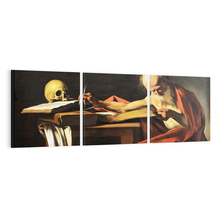 Obraz na płótnie 150x50 - "Św. Hieronim piszący" (1606), Caravaggio - Reprodukcja - reprodukcja, obraz na płótnie