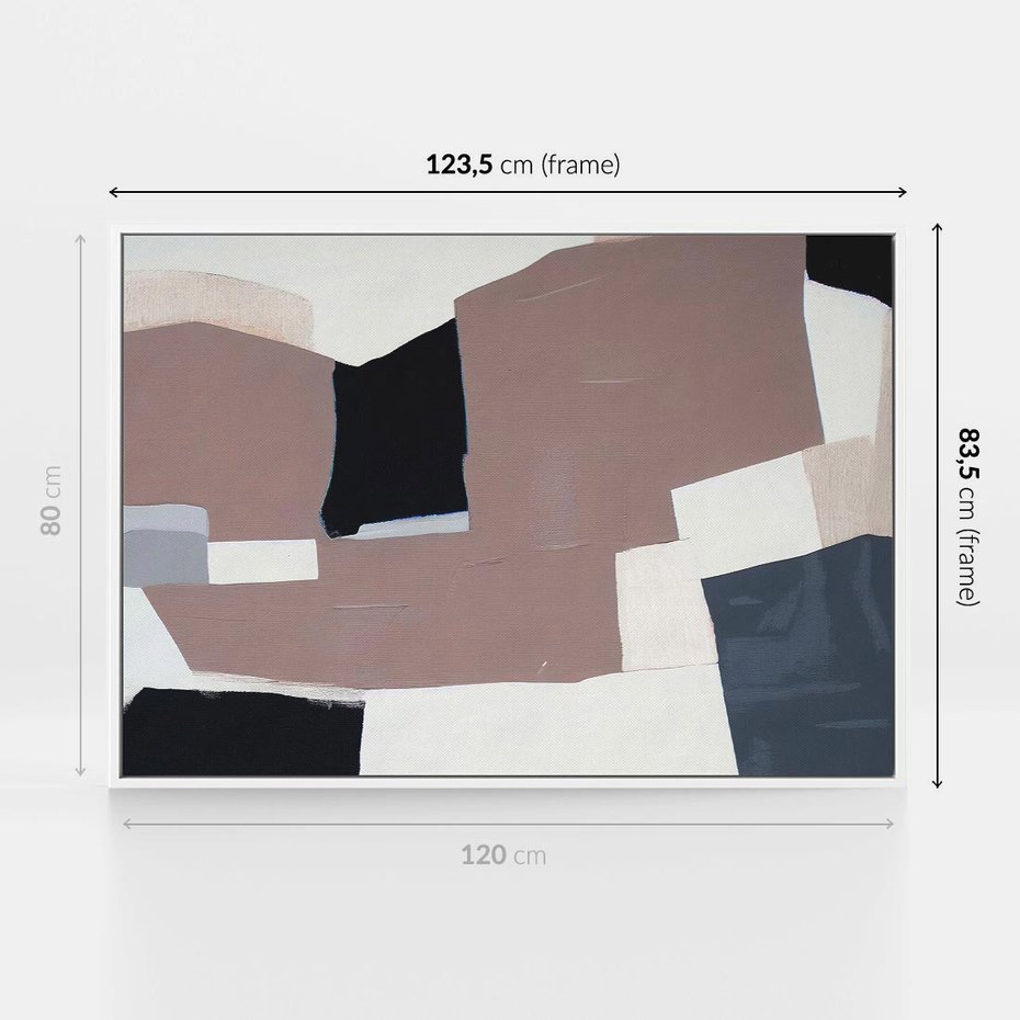 Obraz w ramie 120x80 - Wyrażona cisza abstrakcji - abstrakcyjne, nieregularne kształty - rama biała