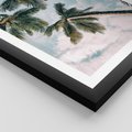 Plakat w ramie 50x70 - Wzrok ku Niebu - palmy na tle nieba, ujęcie z dołu - rama czarna