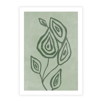 Plakat bez ramy 50x70 - Szmaragdowy Oddech - abstrakcyjne delikatne zielone linie, podobne do gałęzi kwiatów