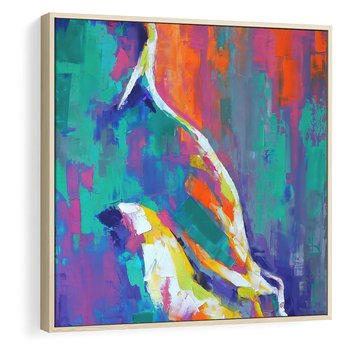 Obraz w ramie 50x50 - Olejne Wibrujące Emocje - abstrakcyjny obraz, różne kolorowe maźnięcia pędzla - rama drewno