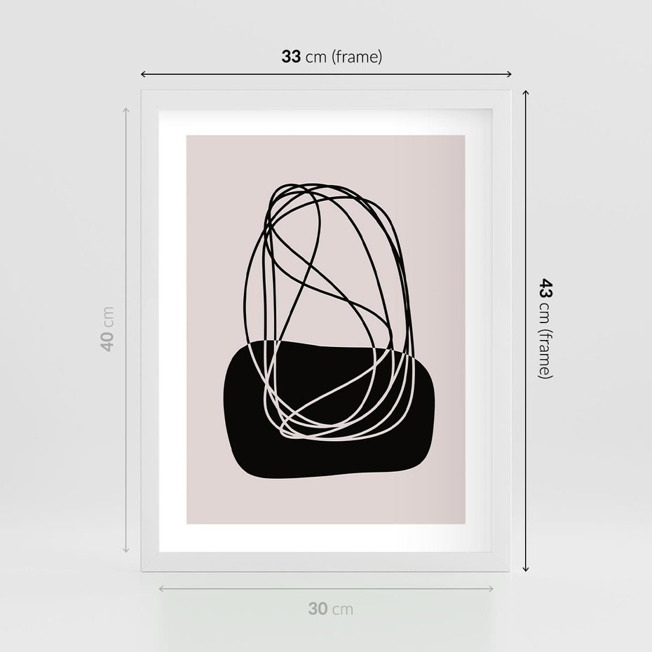 Plakat w ramie 30x40 - Linie Eksploracji - abstrakcyjne szkicowane linie, minimalizm - rama biała
