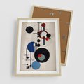 Plakat w ramie 50x70 - Rozkwitające Wibracje Wyobraźni - abstrakcyjna geometryczna kompozycja, koła linie - rama drewno