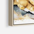 Obraz w ramie 50x50 - Złote Góry - akwarela, graficzne góry - rama drewno