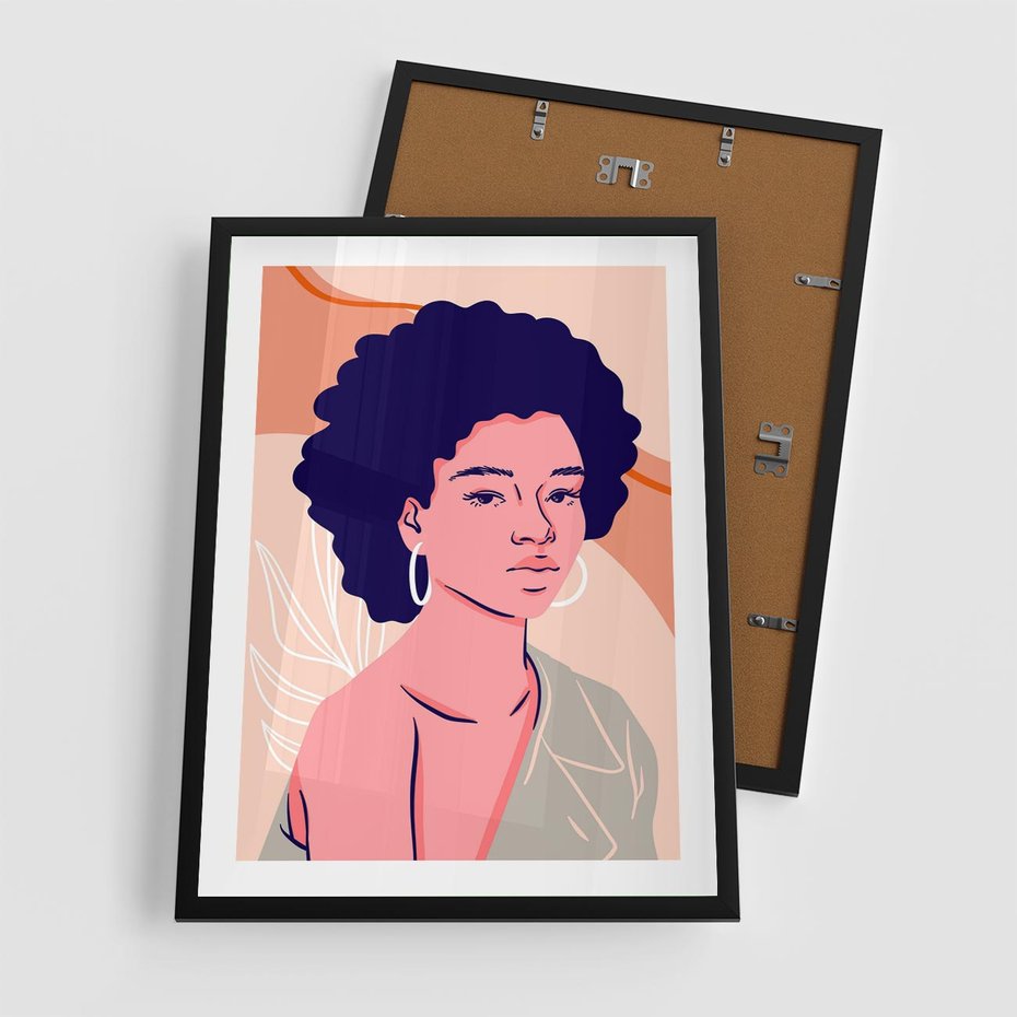 Plakat w ramie 50x70 - Kobiecy Kształt Świata - nowoczesny plakat, styl retro - rama czarna