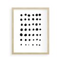 Plakat w ramie 40x50 - Refleksje Światła - minimalistyczna kompozycja, czarne kropkina białym tle - rama drewno