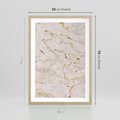 Plakat w ramie 50x70 - Beżowy Marmur i Złoto - marmur, beżowy marmur - rama drewno