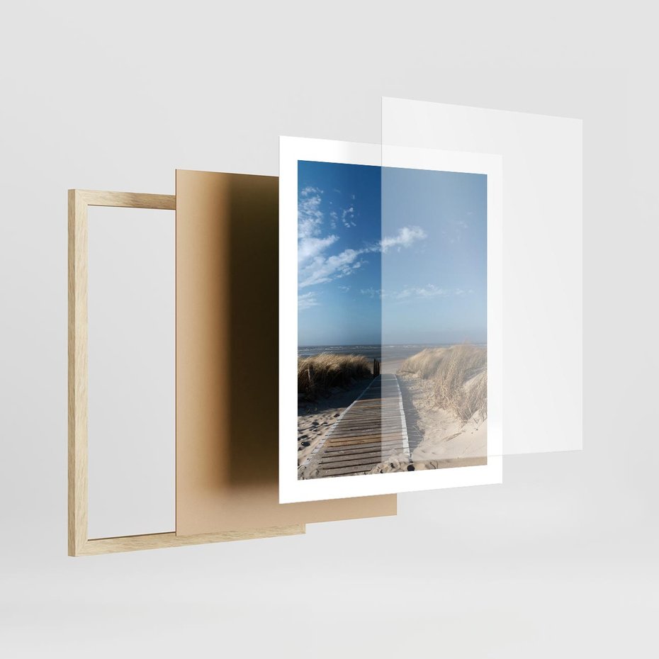 Plakat w ramie 40x50 - Boho na Plaży - plaża, pomost - rama drewno